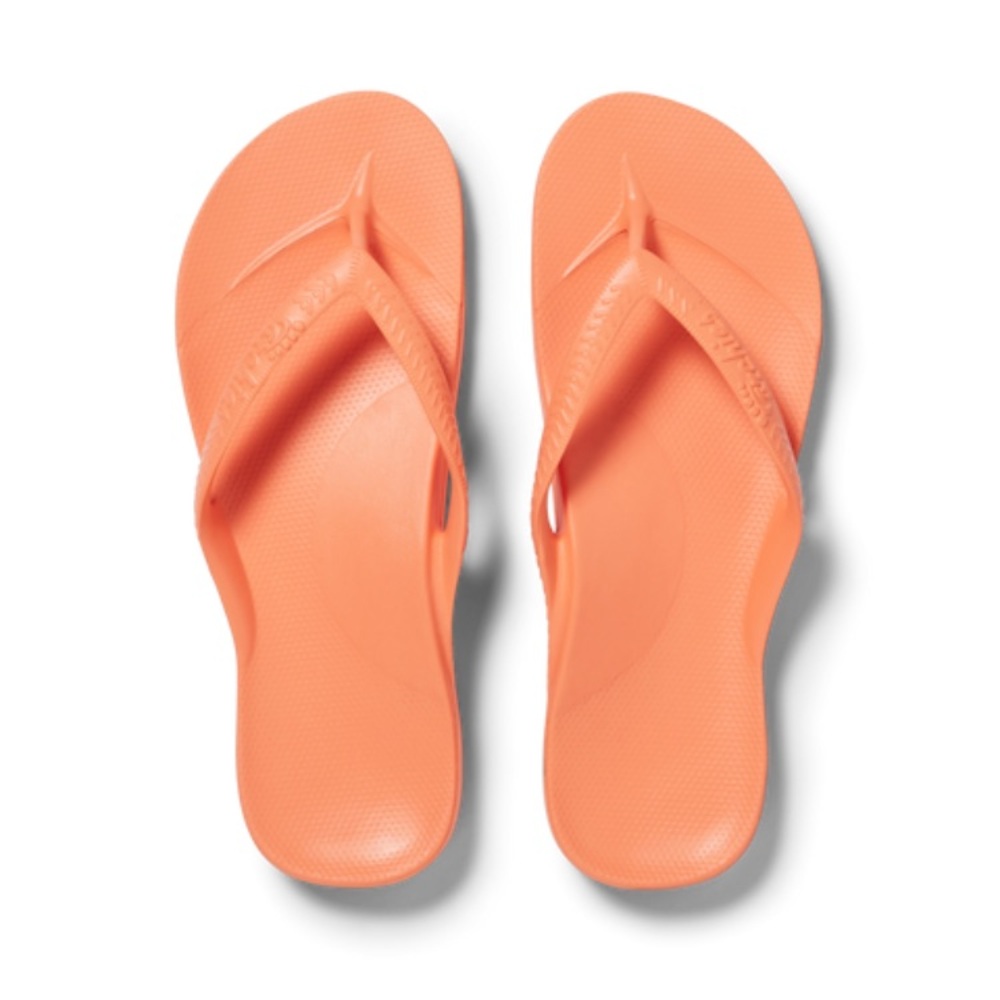 Archies Orange Peach Flip Flop Thong Sandals Arch Support 8